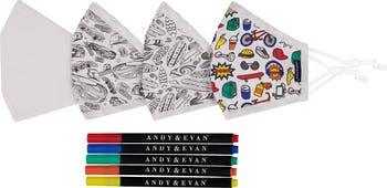 Andy & Evan Assorted 4-Pack Youth Coloring Face Masks with Markers ...