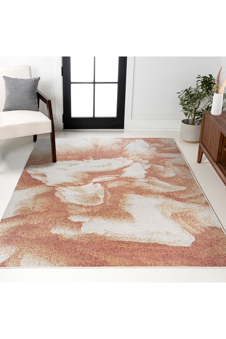 Petalo Abstract Two-Tone Modern Area Rug, Alternate, color, Orange/Cream