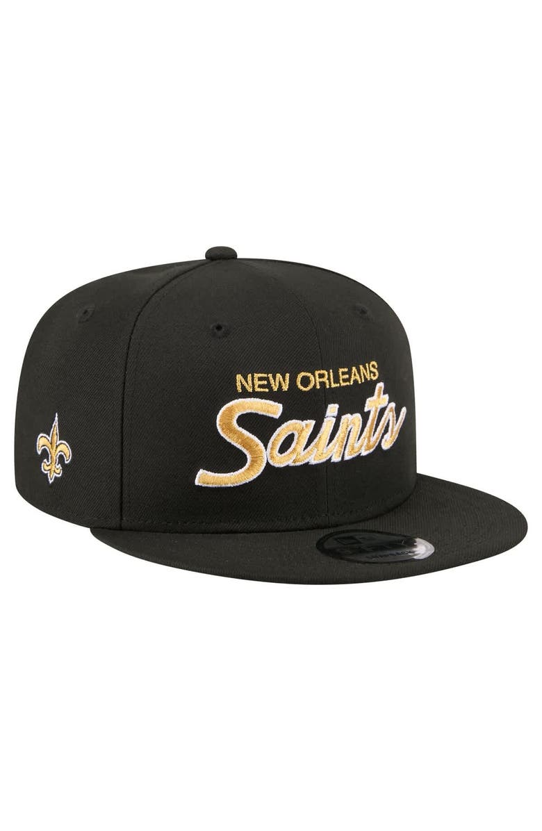 New Era Men's New Era  Black New Orleans Saints Core Team Script 9FIFTY Snapback Hat, Alternate, color, Black