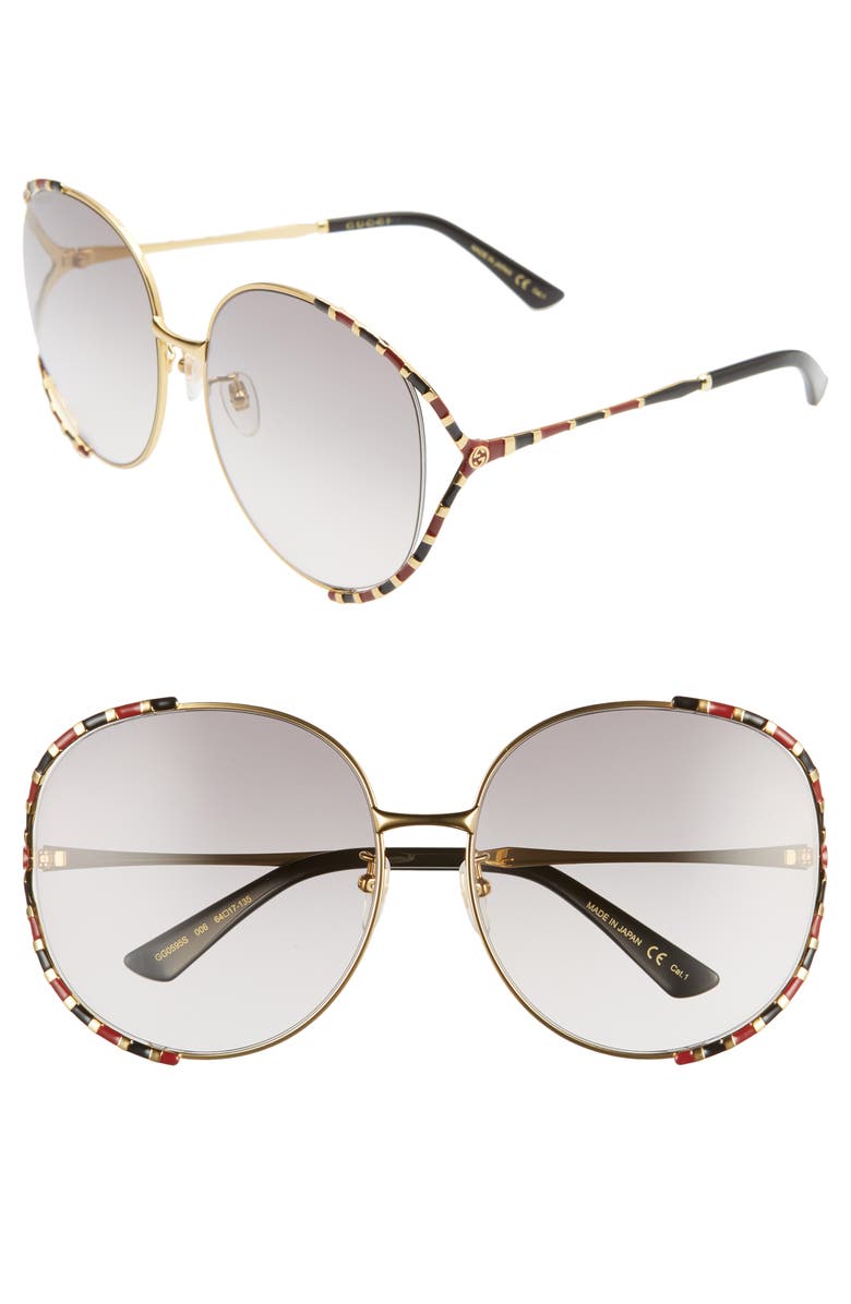 Gucci 64mm Gradient Oversize Round Sunglasses, Alternate, color,