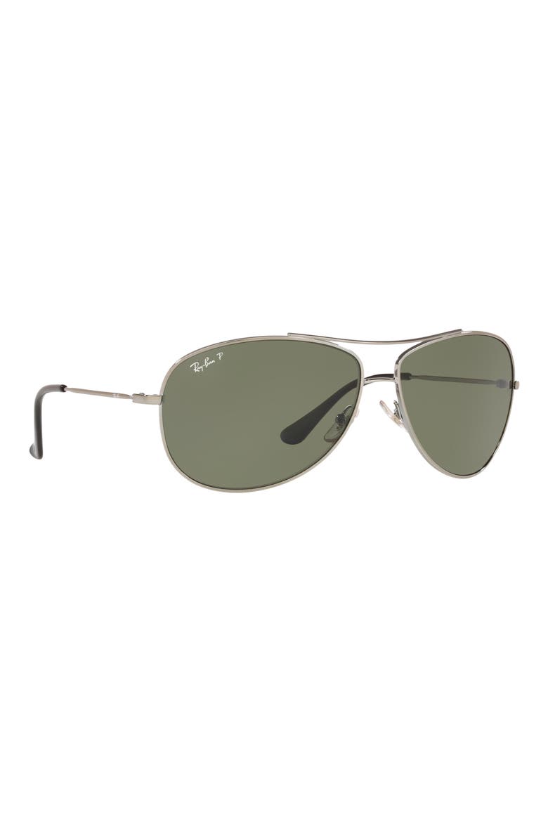 63mm Polarized Aviator Sunglasses, Alternate, color, GUNMETAL