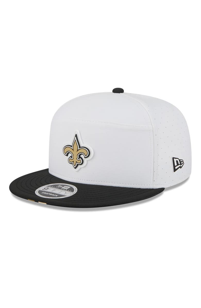New Era Men's New Era  White/Black New Orleans Saints 2025 NFL Training Camp Split Panel 9FIFTY Snapback Hat, Main, color, 