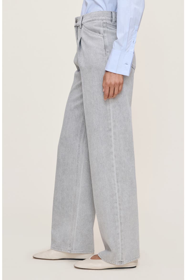 Casie Pleated Mid Rise Wide Leg Jeans, Alternate, color, LIGHT STORM CLOUD