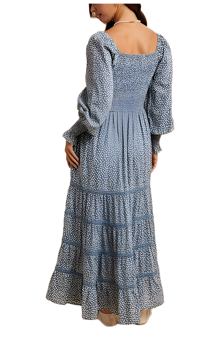 Knit and Lounge Long-Sleeve Tiered Square Neck Maxi Dress, Alternate, color, 