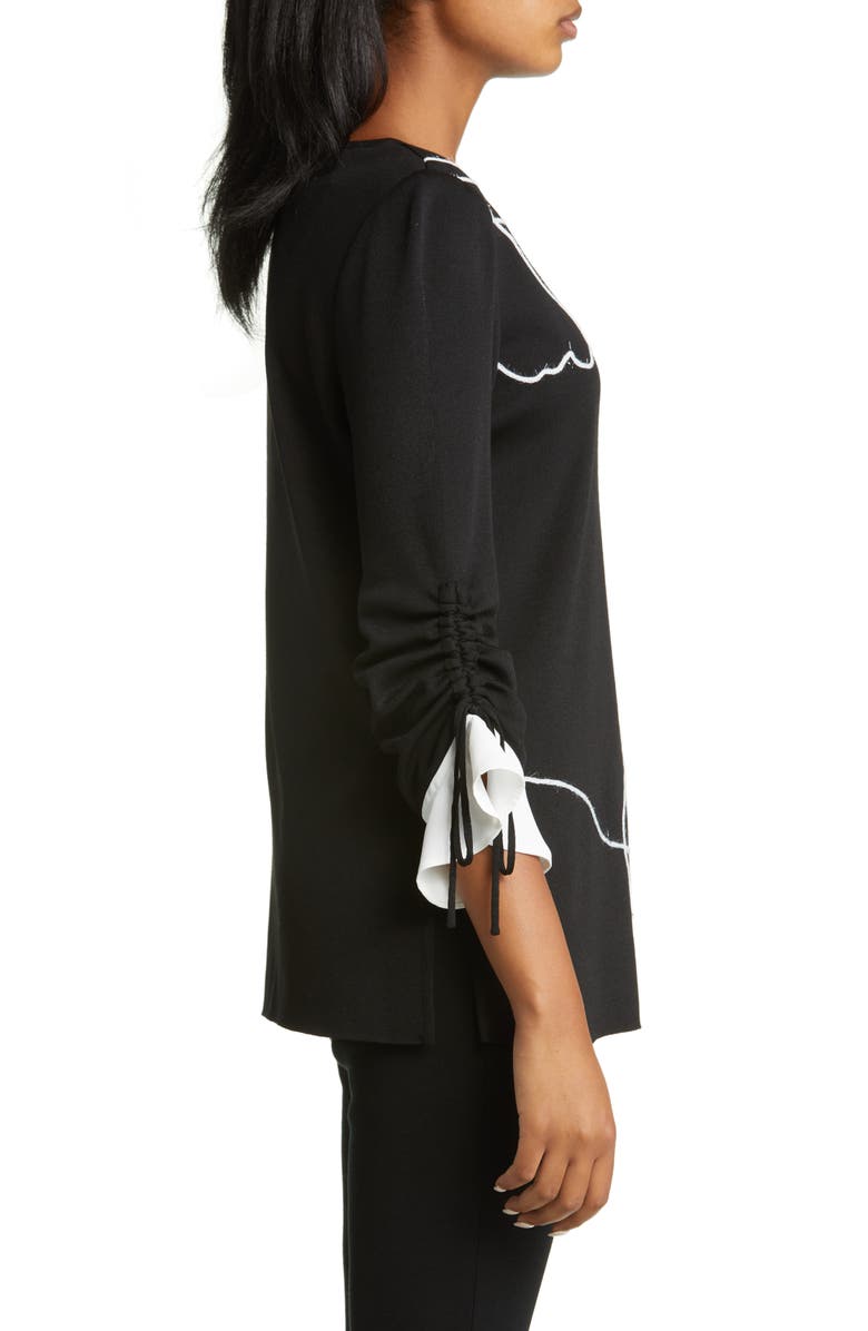 Ming Wang Floral Embroidered Sweater, Alternate, color, 