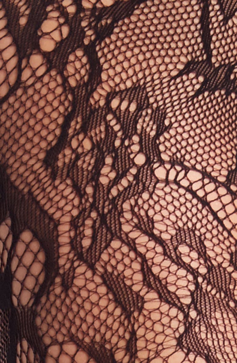 Natori Lace Cutout Tights, Alternate, color, Black