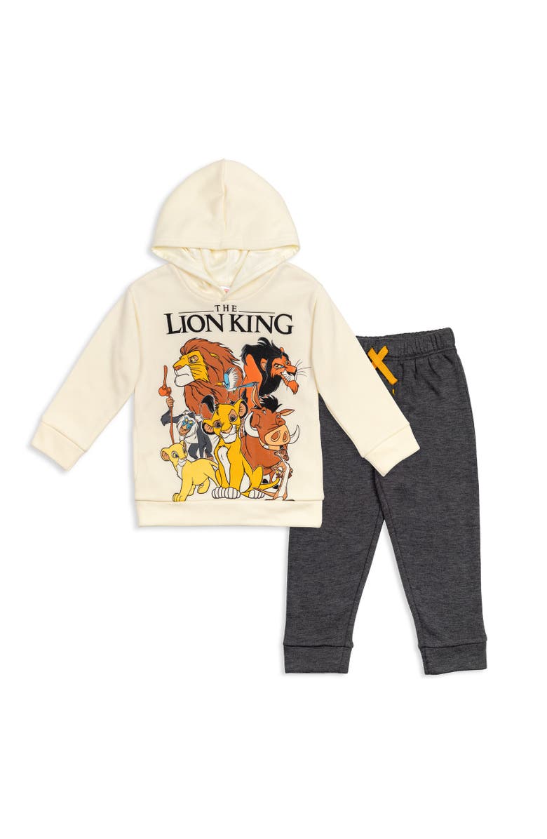 Disney Lion King Simba Fleece Hoodie & Pants Set, Main, color, Tusk / Charcoal Heather Grey