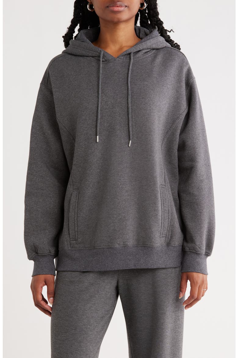 Oversize Fleece Hoodie, Main, color, GREY MEDIUM CHARCOAL HEATHER