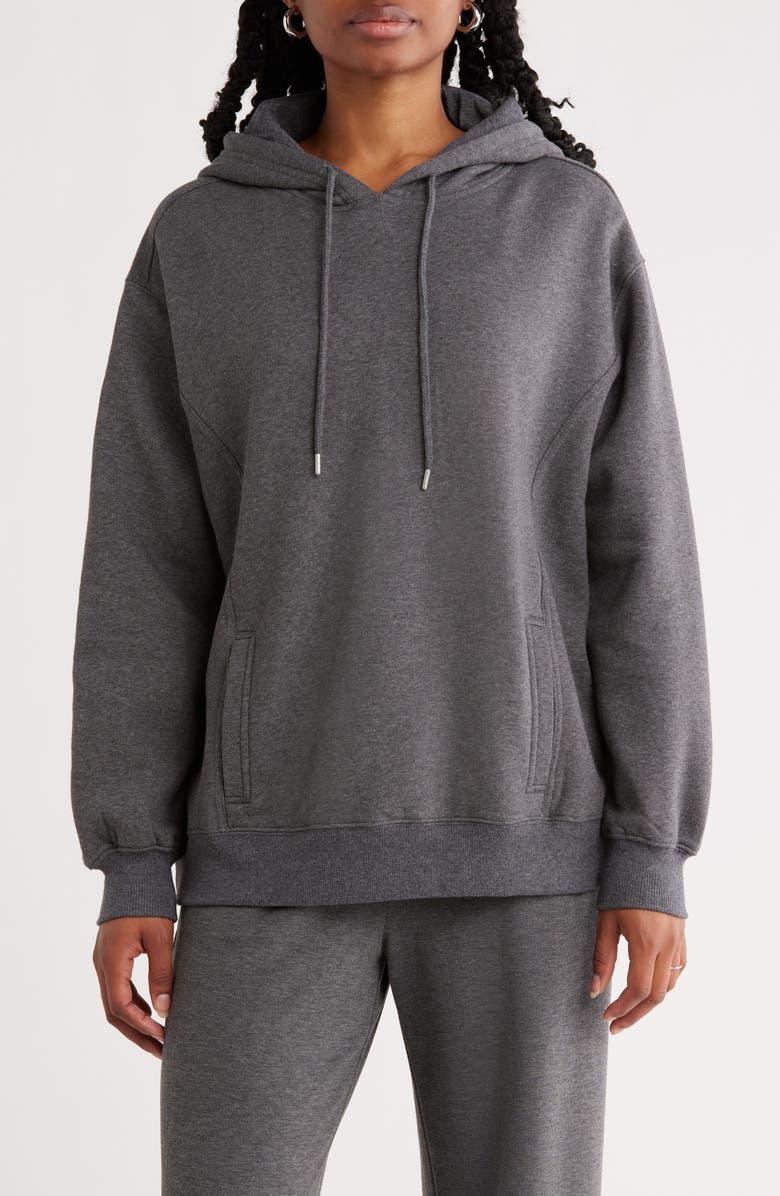 Abound Oversize Fleece Hoodie, Main, color, Grey Medium Charcoal Heather