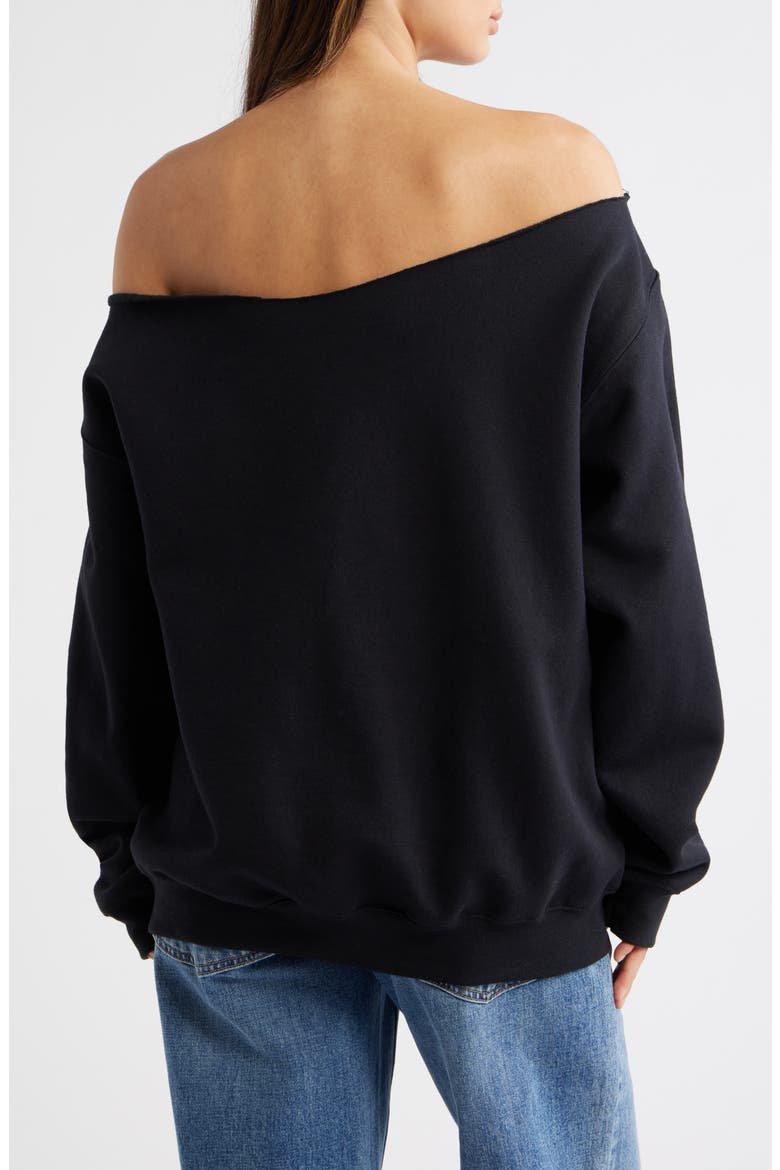 Nirvana Graphic Off the Shoulder Sweatshirt, Alternate, color, BLACK