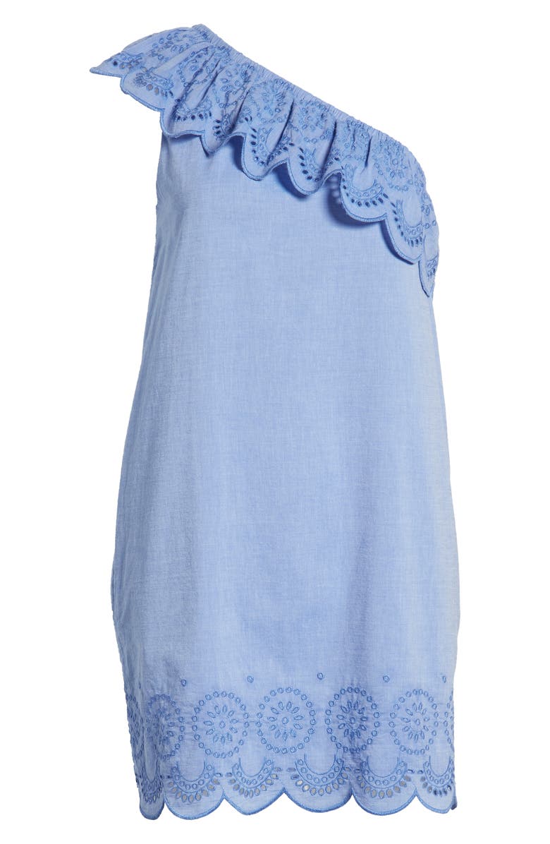 vineyard vines One-Shoulder Cotton Eyelet Dress, Alternate, color,