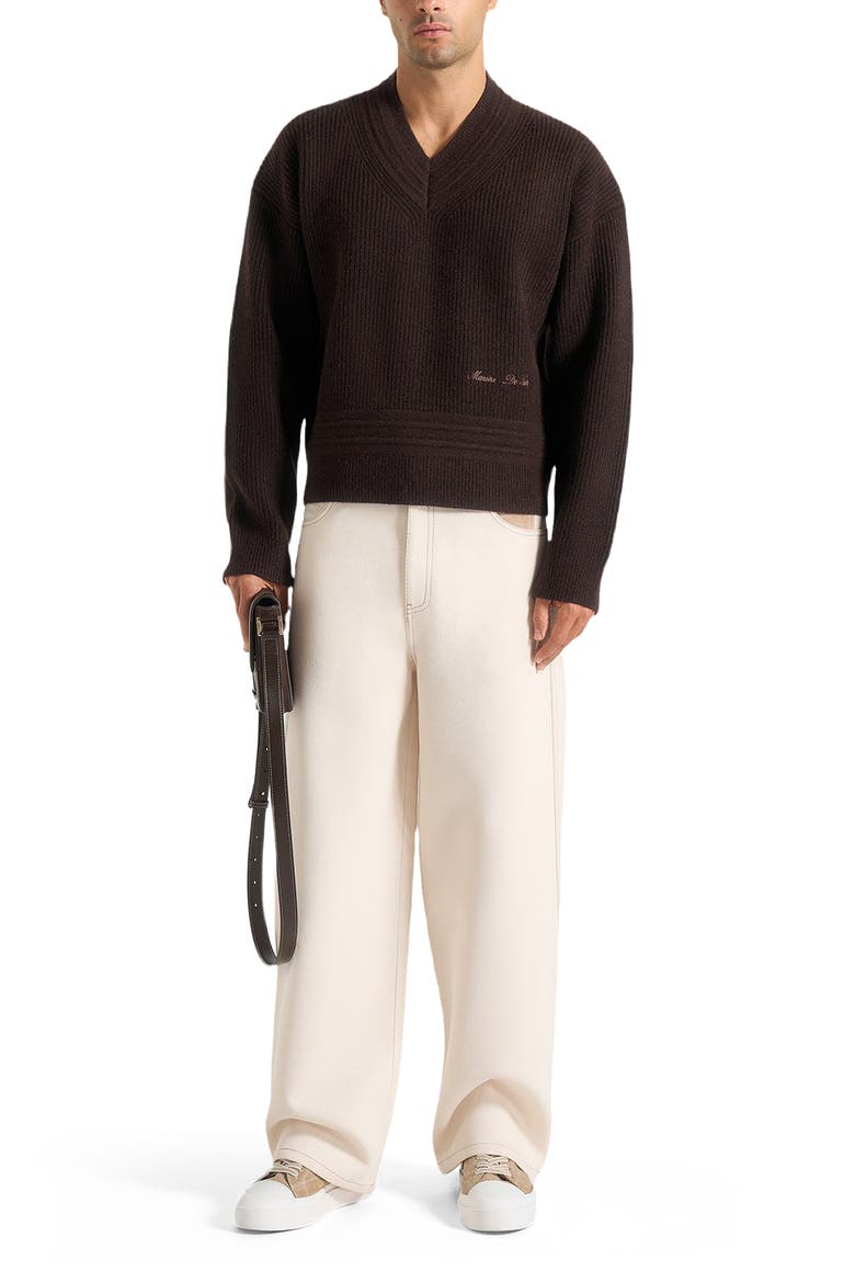 Remi V-Neck Signature Knit Jumper, Alternate, color, Brown