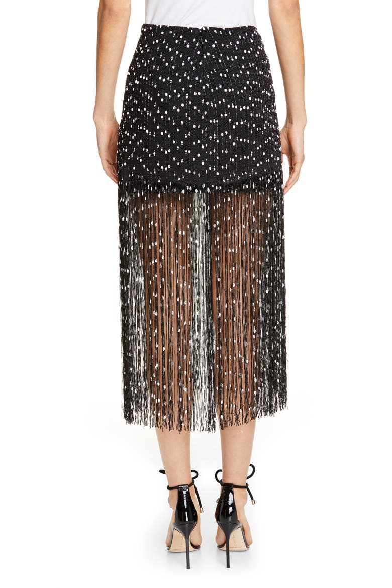 La Jupe Capri Fringe Skirt, Alternate, color, BLACK