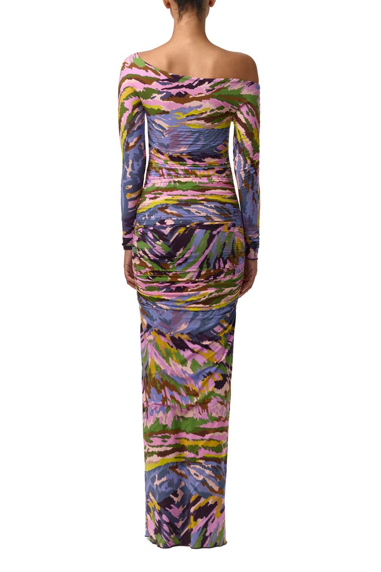Ruched Off the Shoulder Long Sleeve Maxi Dress, Alternate, color, BRUSH STORM