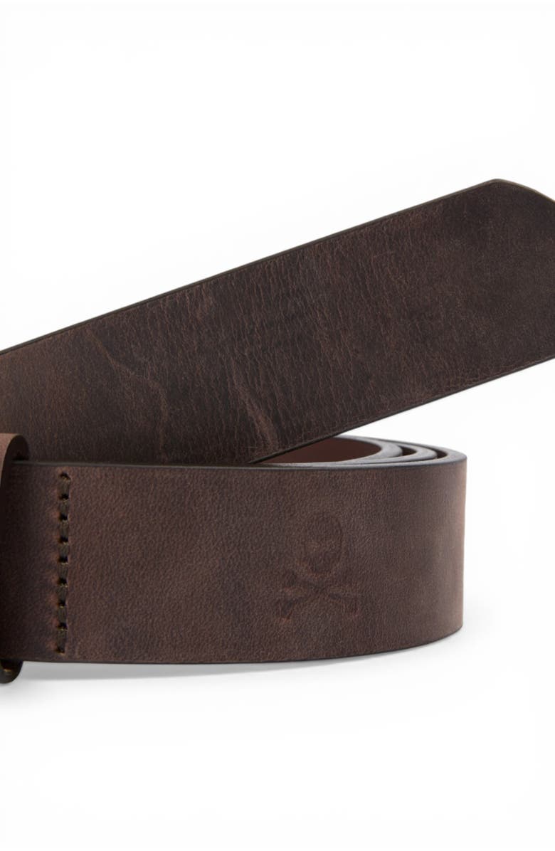 Scalpers Gold Buckle Leather Belt, Alternate, color, Darkbrown