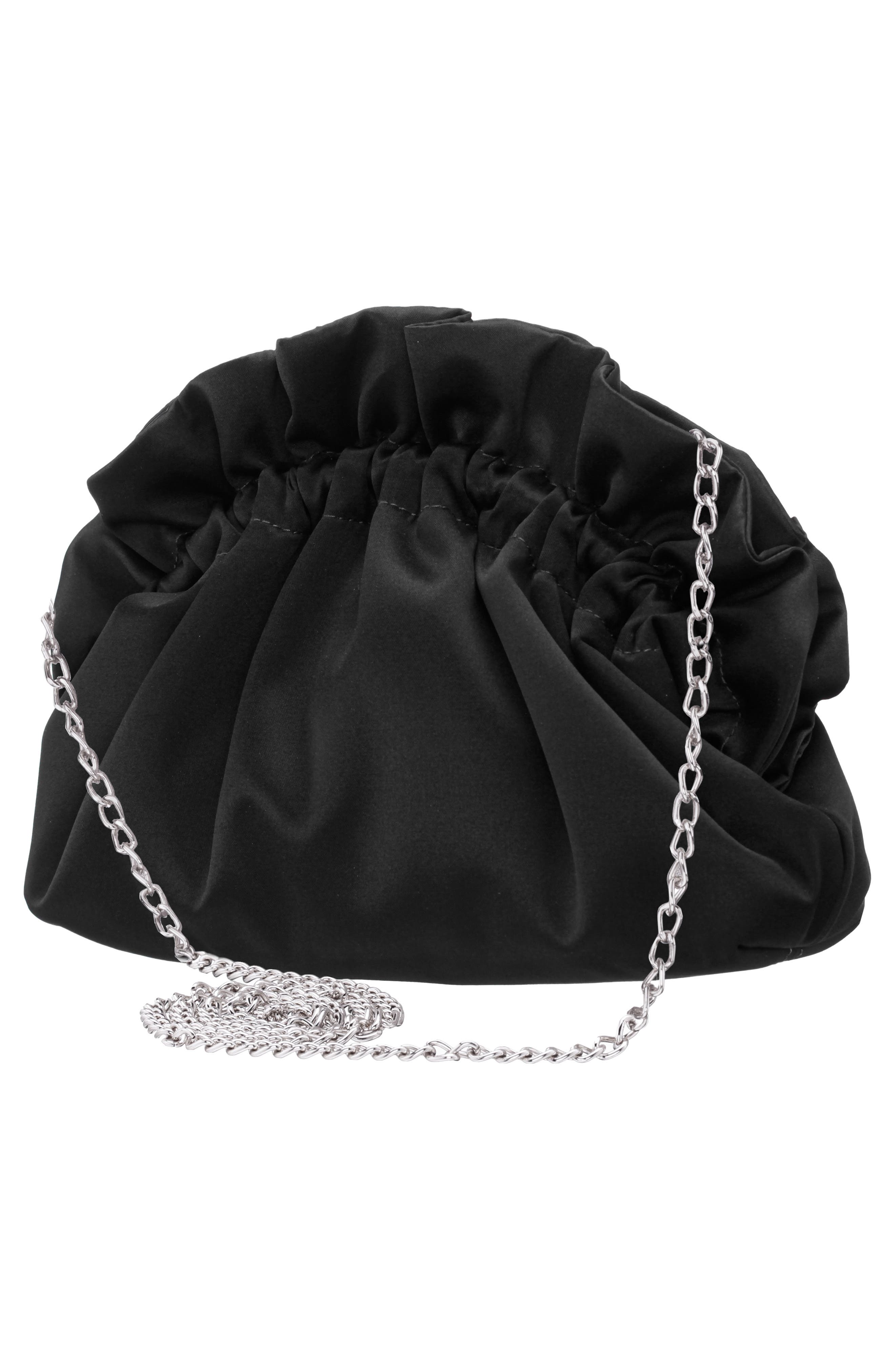 Nina Cristy Satin Clutch, Alternate, color, Black