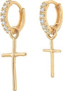 Bearfruit Jewelry Sterling Silver 18k Gold Plated Ariel Cross Mismatched Earrings Trendy