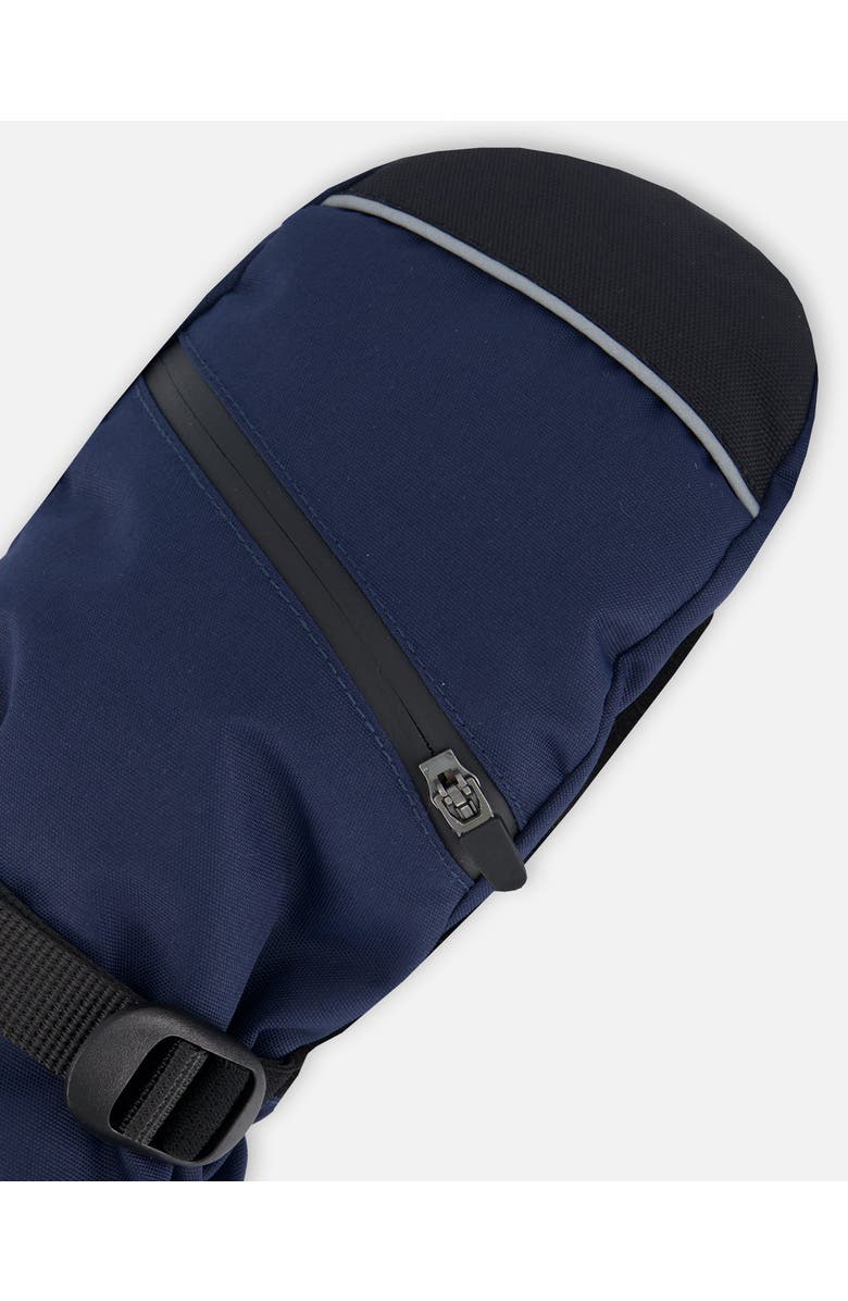 Deux par Deux Little Kids Unisex Technical Mittens Navy, Alternate, color, Dress Blue