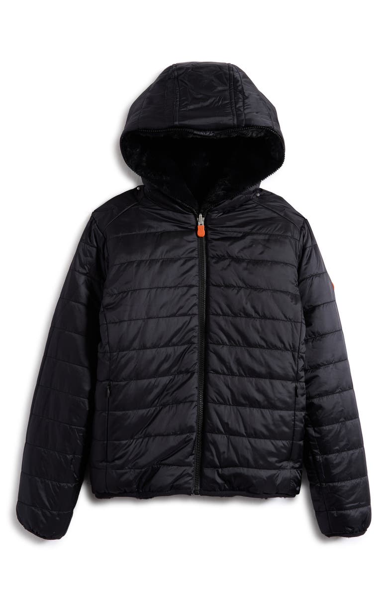 Save The Duck Kids' Chloe Reversible Faux Fur Hooded Puffer Jacket, Alternate, color,