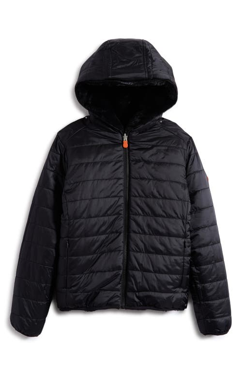Save The Duck Kids' Chloe Reversible Faux Fur Hooded Puffer Jacket In Animal Print
