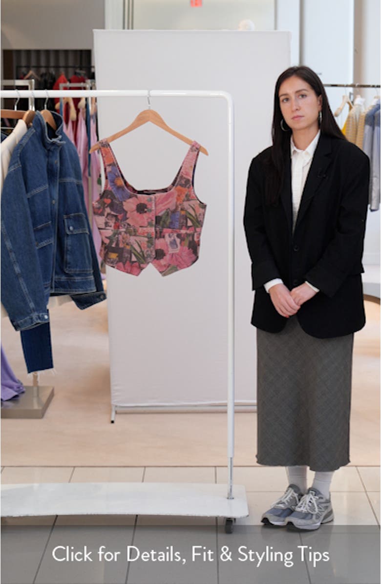 Floral Print Denim Crop Vest, sales video thumbnail