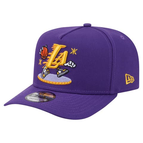 Men's New Era  Purple Los Angeles Lakers Injection Cartoon Logo A-Frame 9FIFTY Adjustable Hat