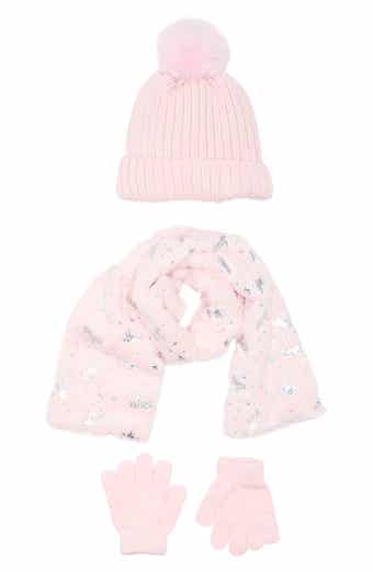 Olly & Me Kids' Faux Fur Pompom Beanie, Scarf & Gloves Set