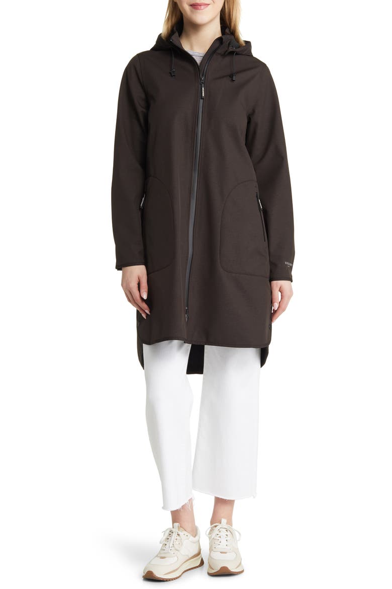 Hooded Water Repellent Rain Jacket, Alternate, color, BLACK