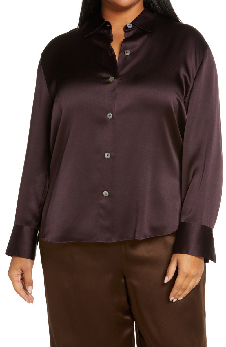 Vince Relaxed Button-Up Silk Blouse, Main, color,