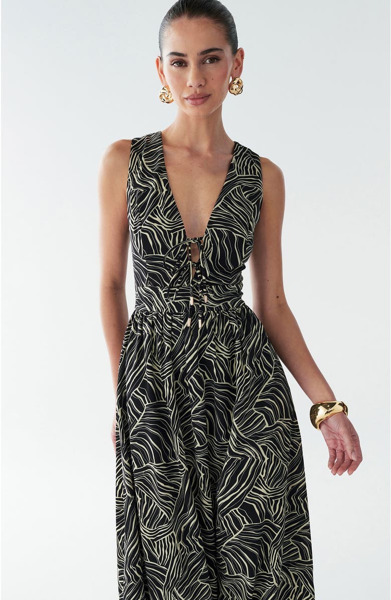 BWLDR Amber Maxi Dress, Alternate, color, Black Abstract