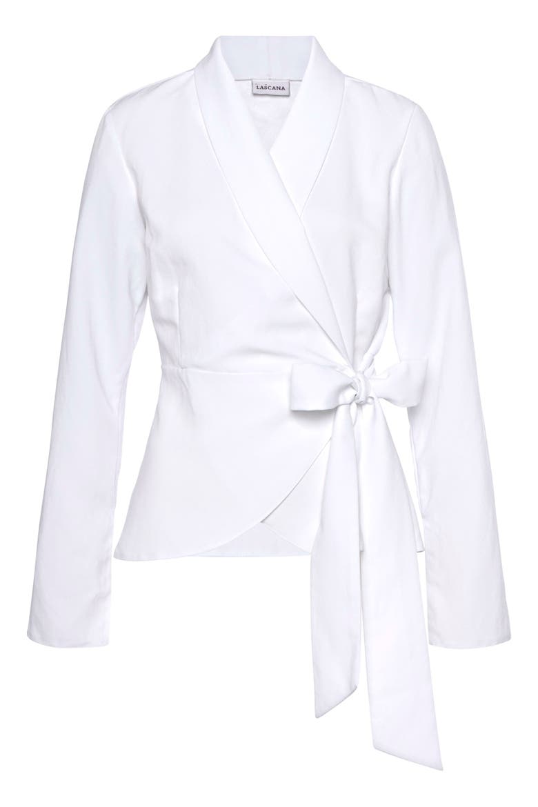 Lapel Wrap Blouse, Alternate, color, White