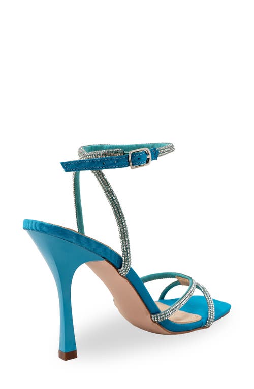 Chase & Chloe Chase And Chloe Rhinestone Ankle Strap Sandal In Blue Fabric