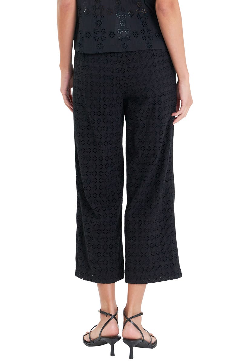 English Factory Broderie Anglaise Crop Pants, Alternate, color, Black