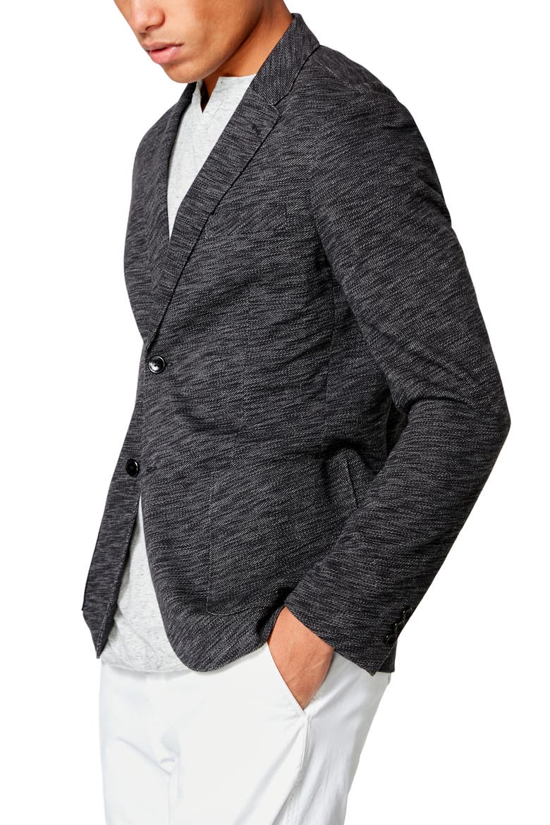 Slim Fit Vintage Twill Knit Sport Coat, Alternate, color, BLACK