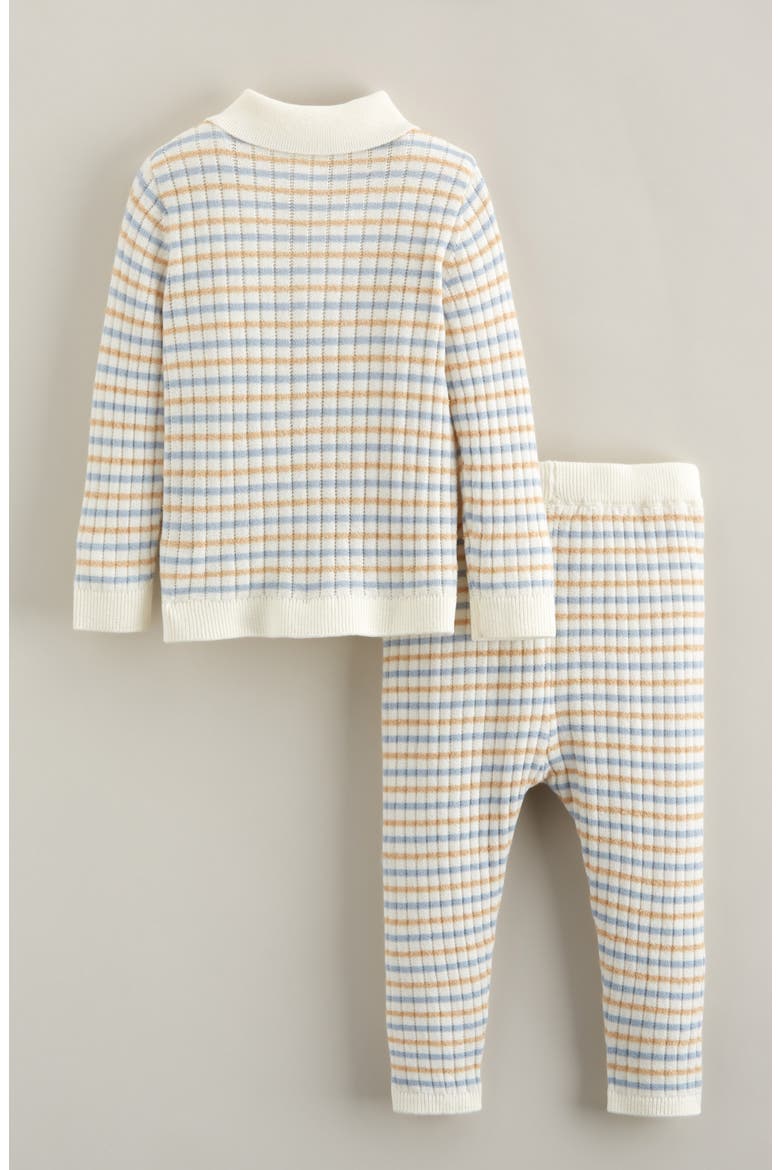 Stripe Cotton Blend Sweater & Leggings Set, Alternate, color, IVORY EGRET STRIPE