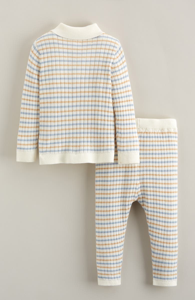 Nordstrom Stripe Cotton Blend Sweater & Leggings Set, Alternate, color, Ivory Egret Stripe