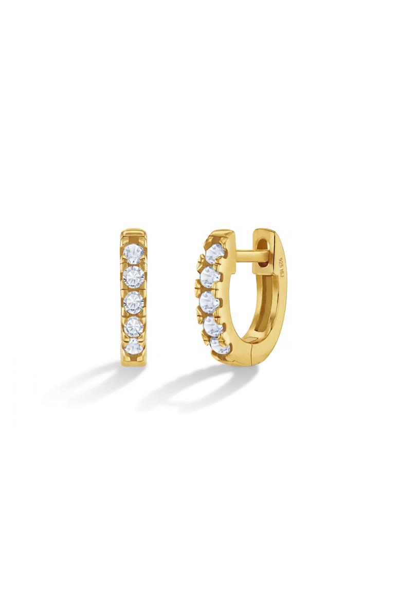 Small Multi Cubic Zirconia Huggie Plated Earrings, Alternate, color, Gold
