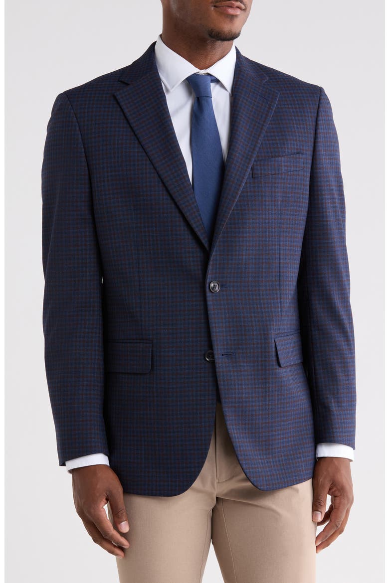 Check Notch Lapel Sport Coat, Main, color, BLUE/ WINE CHECK