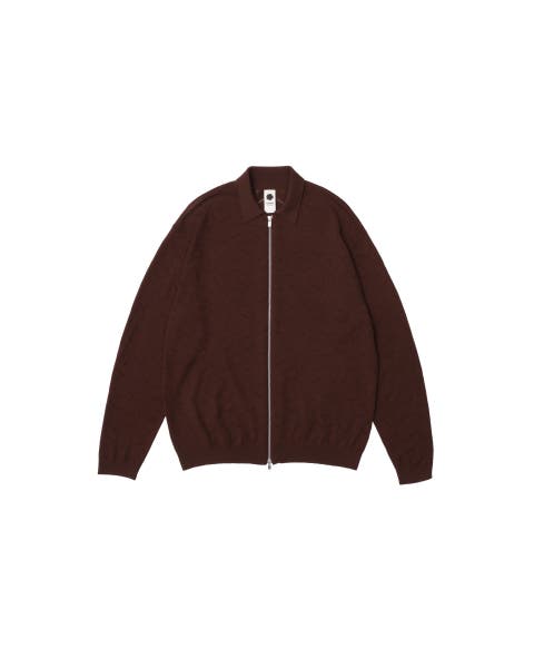 Eyelet Knitted Zip-Up Sweater