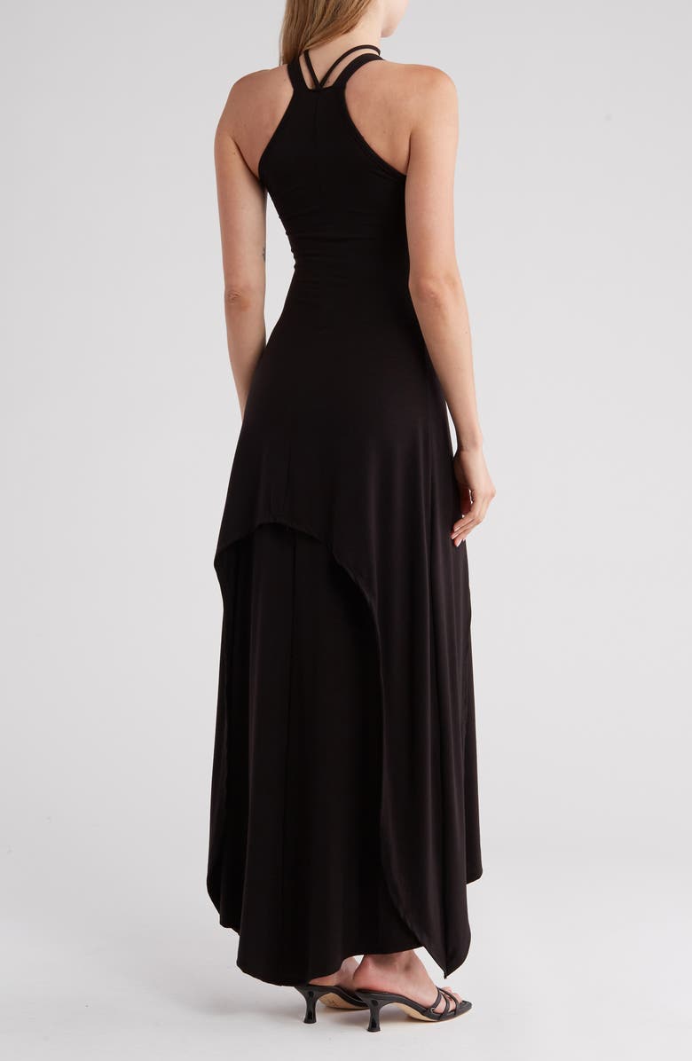 GO COUTURE Choker Neck Midi Sundress, Alternate, color, Black1