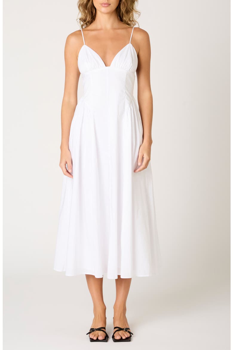 Sydney Cotton Blend Midi Dress, Alternate, color, WHITE