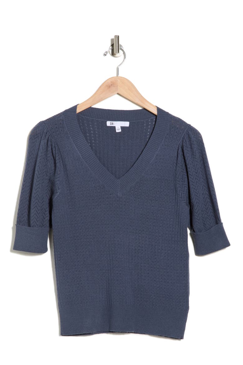 Pointelle Stitch Sweater, Alternate, color, INKWELL