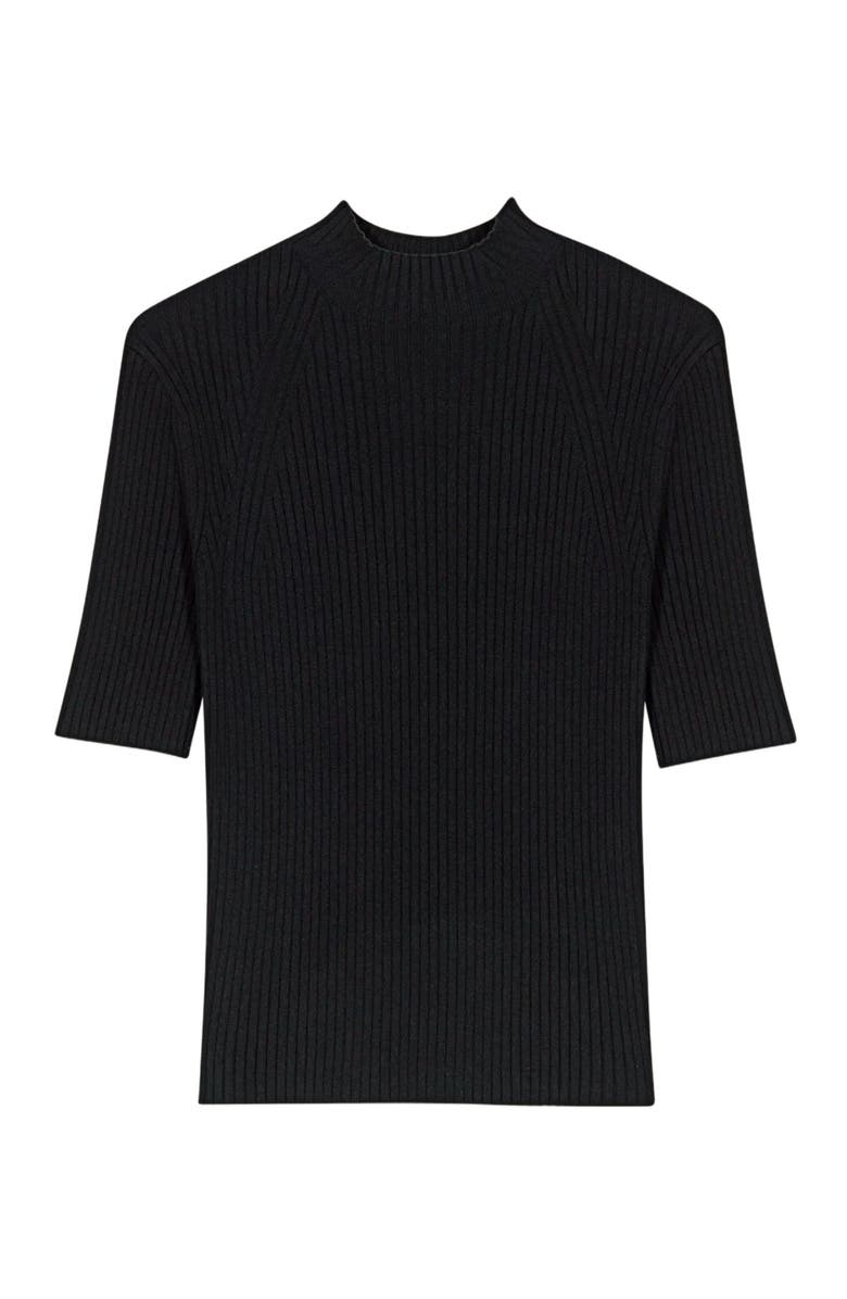 maje Rib knit top, Alternate, color, Black