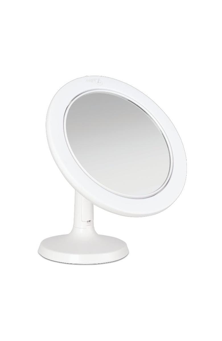 Zadro Hudson Lighted Makeup Mirror with 8X/1X Magnifications & Suction Cup, Alternate, color, White