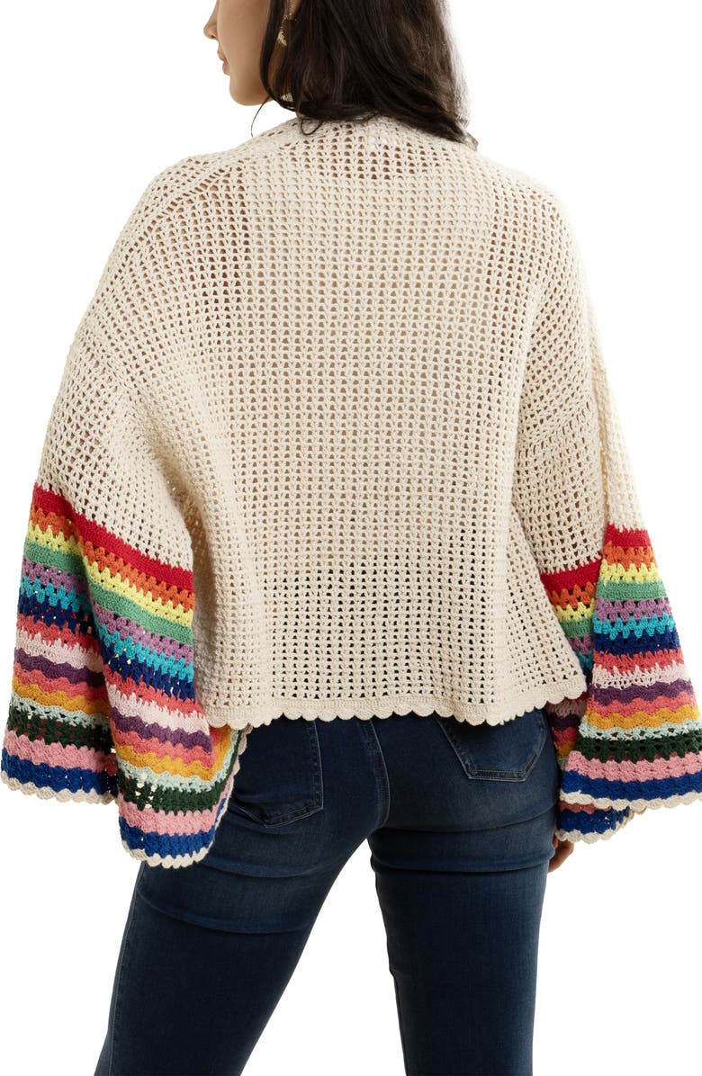 SAACHI Rainbow Sleeve Crochet Cardigan, Alternate, color, 