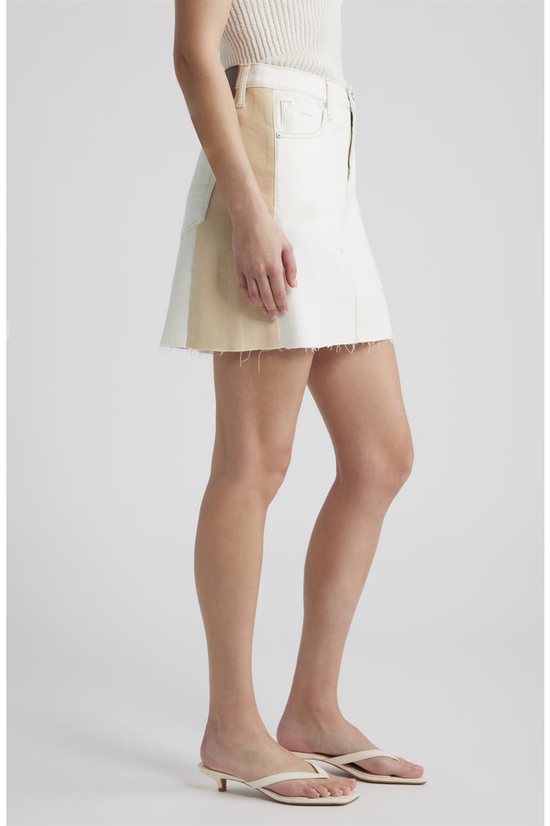 Colorblock Denim Skirt, Alternate, color, IVORY/ PEARL