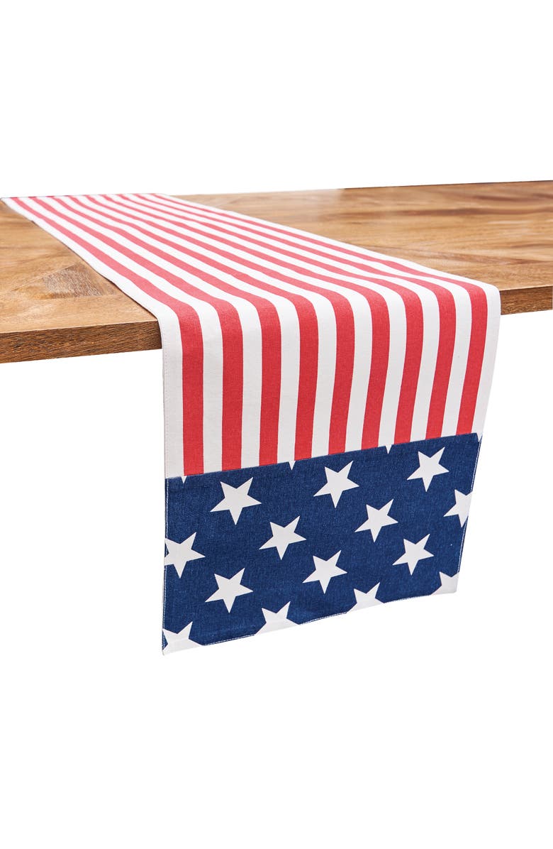 C&F Home Stars and Stripes 4th of July Patriotic Cotton Table Runner 13" x 72", Alternate, color, Blue