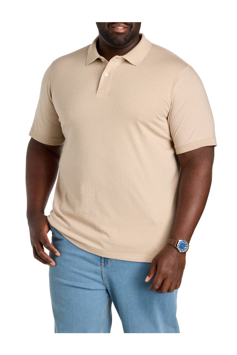 Big & Tall Pin Dot Printed Polo Shirt, Main, color, OATMEAL PRINT