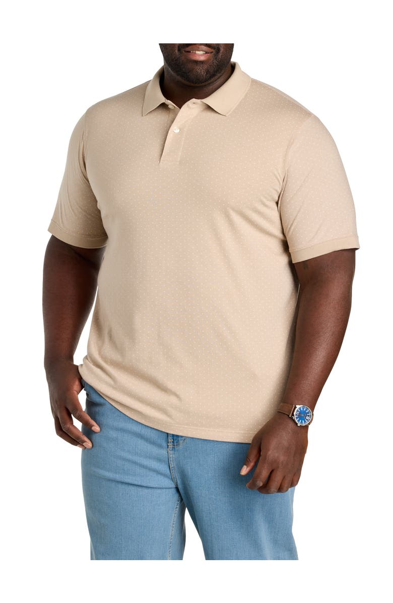 Harbor Bay by DXL Big & Tall Pin Dot Printed Polo Shirt, Main, color, Oatmeal Print