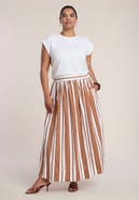 ELOQUII Poplin Maxi Skirt With Side Slits